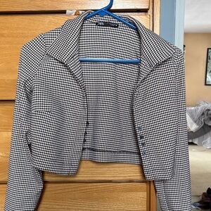 Zara Houndstooth Blazer in Black and White